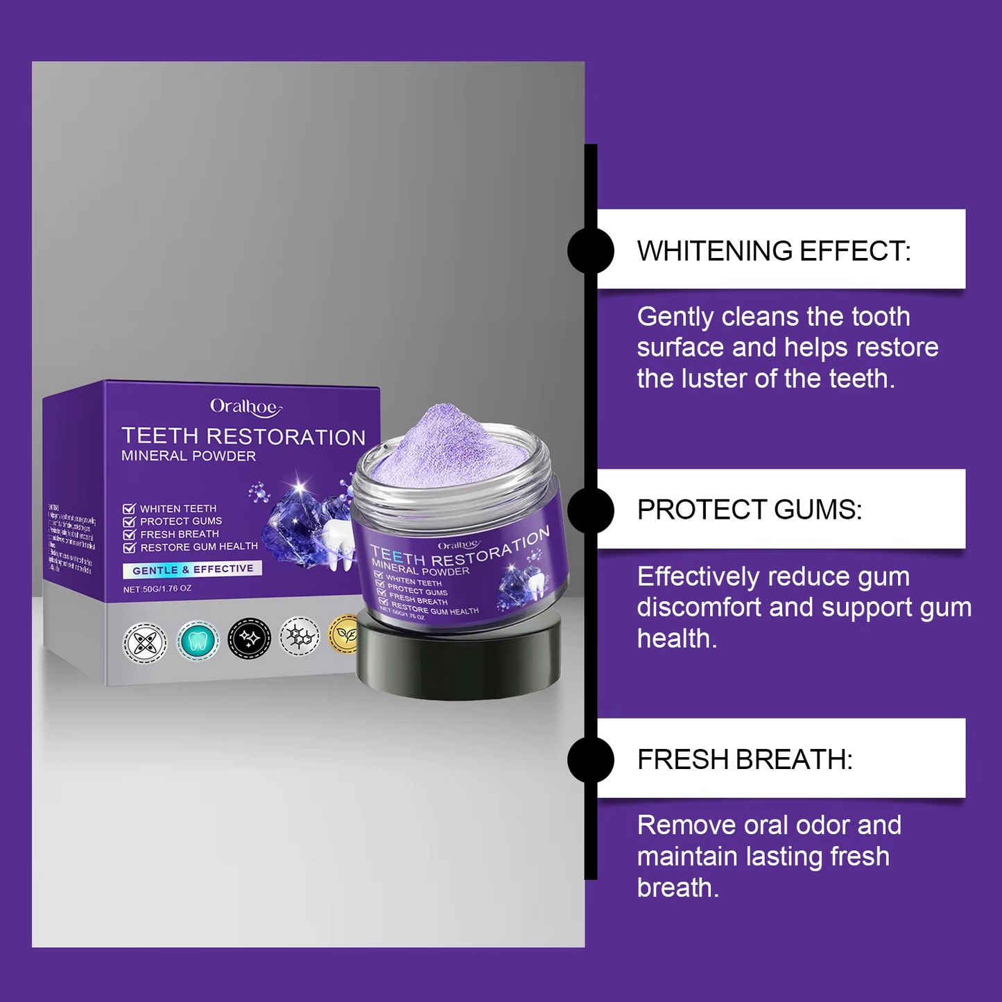 💜 Poudre de blanchiment des dents violette – Le secret de votre sourire blanc éclatant !