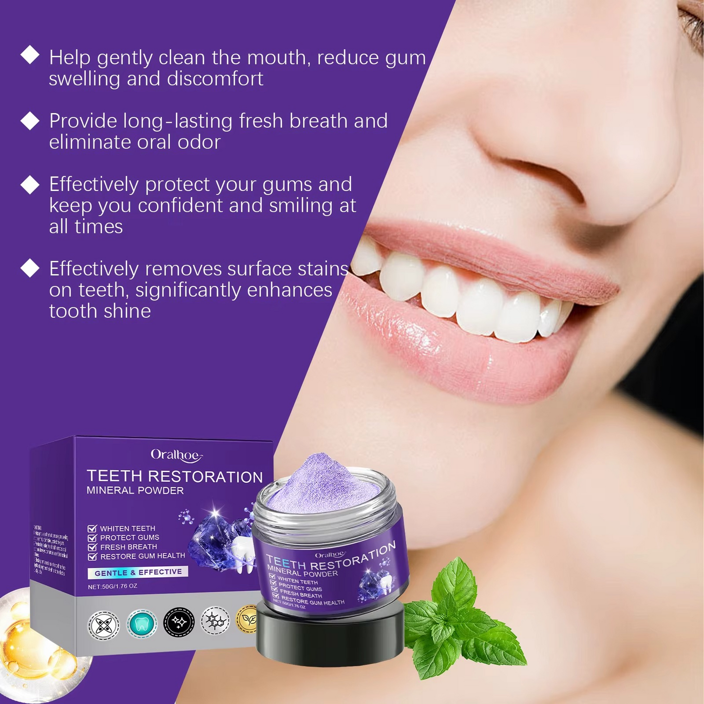 💜 Poudre de blanchiment des dents violette – Le secret de votre sourire blanc éclatant ! (s)